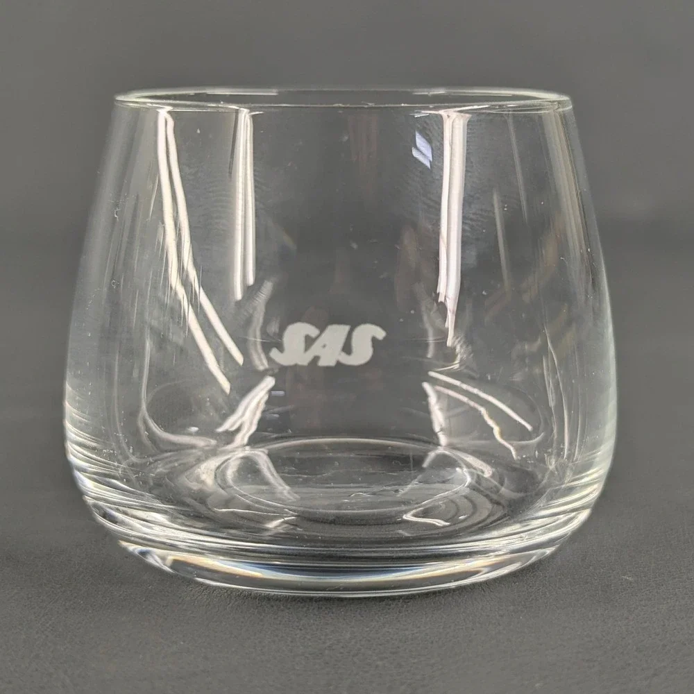 SAS Scandinavian Airlines System Glass Tumblers Set of 5 Logo Etched Clear